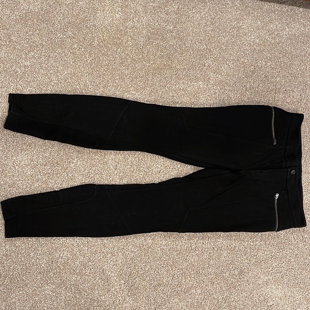 Athleta Black Ponte Moto Twill Pants with Zipper Pockets Size 4
